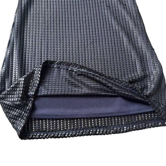 Mini V Neck 90's Y2K Tank Top Dress L Chic Retro Ribbon Weave Overlay Lined USA - Picture 7 of 12